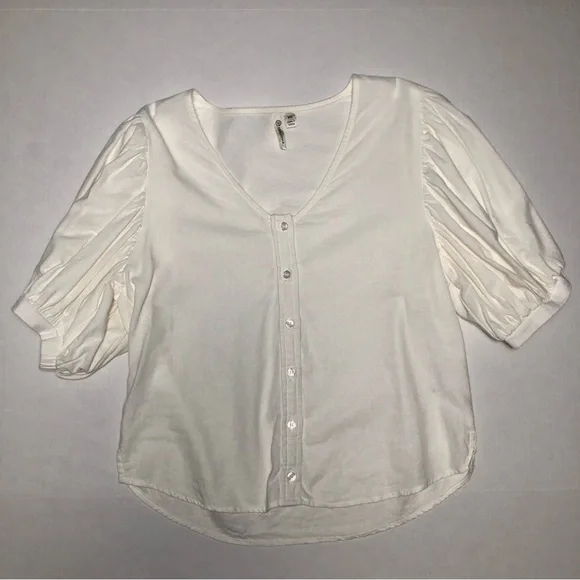 ⭐️NEW⭐️Versona White Linen Puff Sleeve Top - Picture 3 of 11
